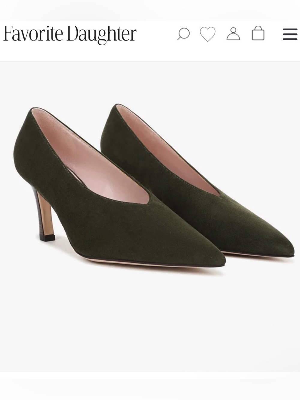 Favorite Daughter Dark Olive Suede Pointed-Toe Pumps